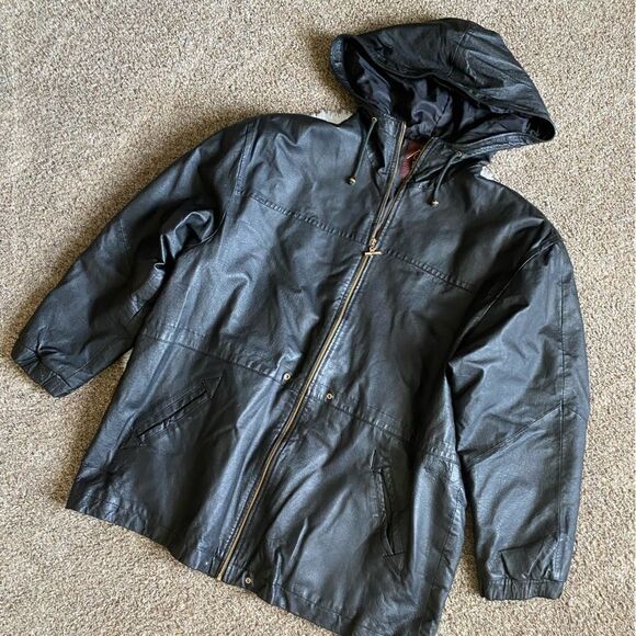 G III Leather Jacket Hooded Black Womens Size 3X - Picture 1 of 13